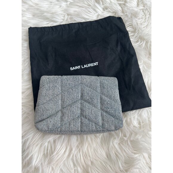 Saint Laurent Loulou Small Puffer Denim Pouch Clutch - Picture 5 of 10